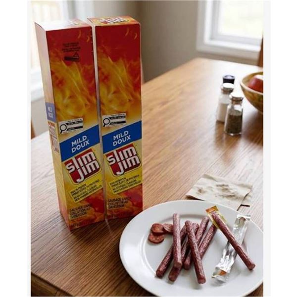 Lot of 2 - Slim Jim Original Spicy Sausage Snack 24 x 27.5g
