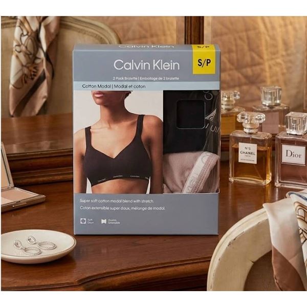 Calvin Klein 2 Pack Cotton Modal Bralette M