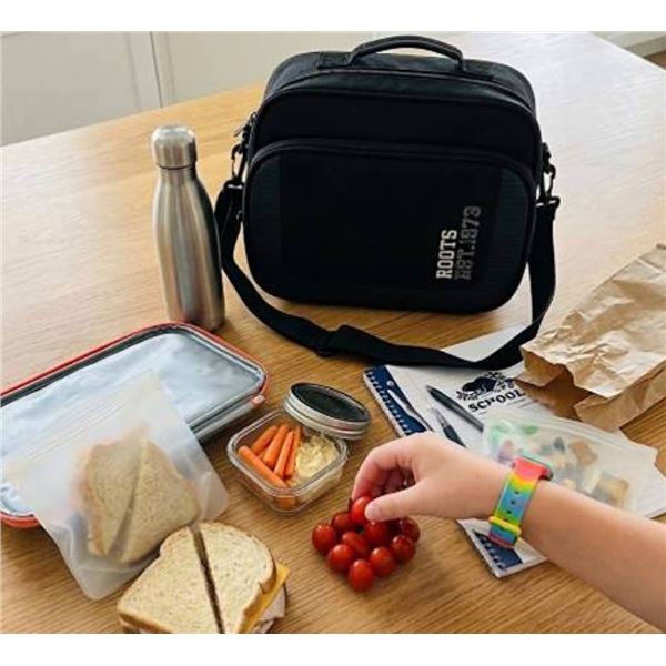 Lot of 2 - Roots Black Insulated Lunch Bag