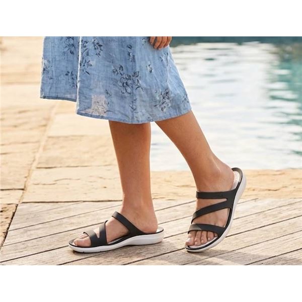 Crocs Black Strappy Slide Sandals, Women's Size 10