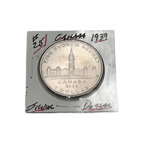 1939 Canada Silver Dollar Coin