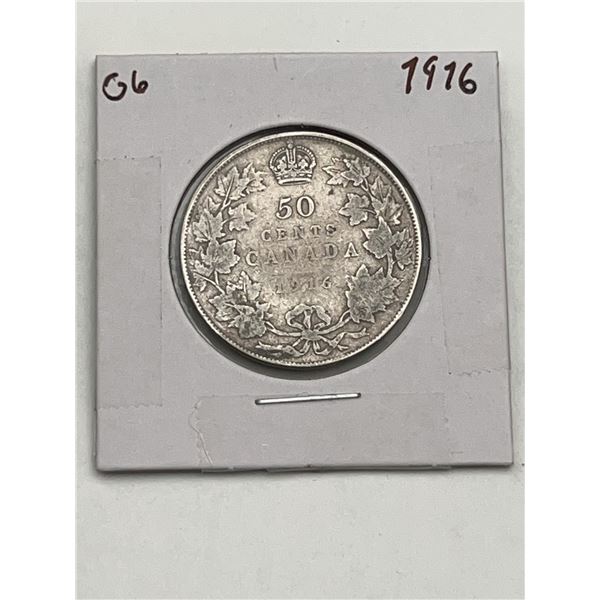 1916 Canada 50 Cents Silver Coin