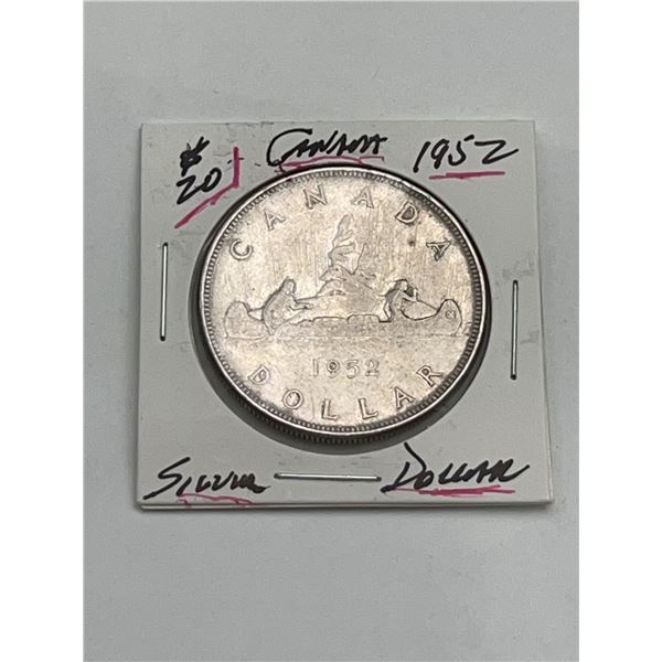 1952 Canada Silver Dollar Coin