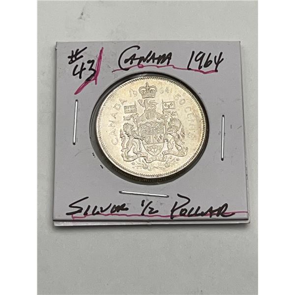 1964 Canada Silver Half Dollar Coin