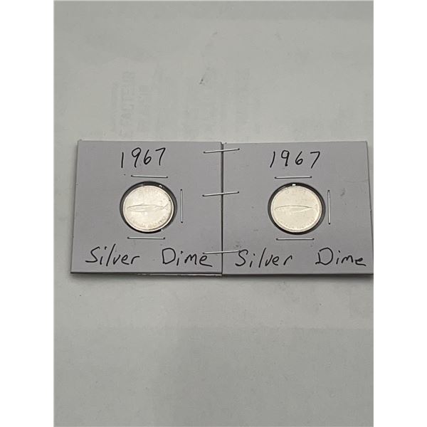 1967 Canada Silver Dimes lot of 2