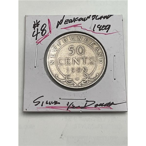 1909 Newfoundland 50 Cents Silver Coin