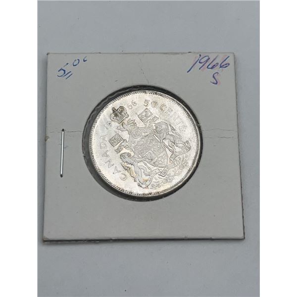 1966 Canada 50 Cents Silver Coin