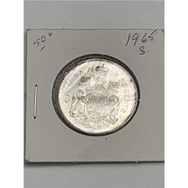 1965 Canada 50 Cents Silver Coin