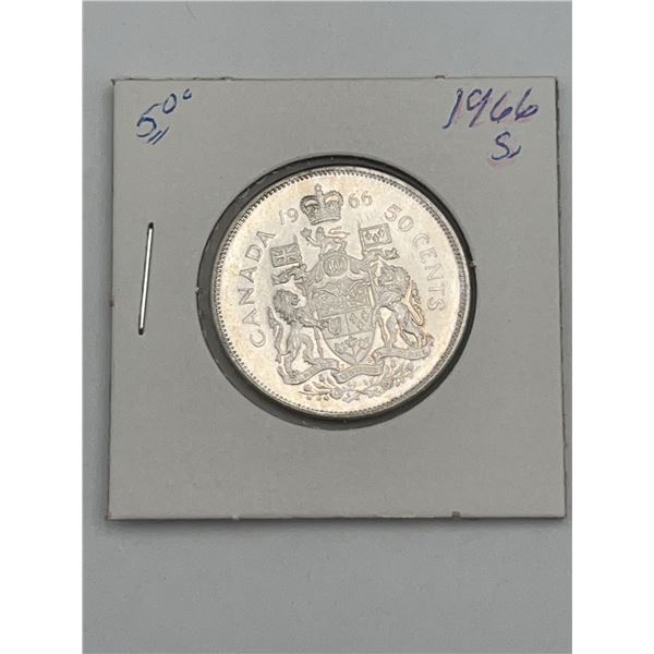 1966 Canada 50 Cents Silver Coin