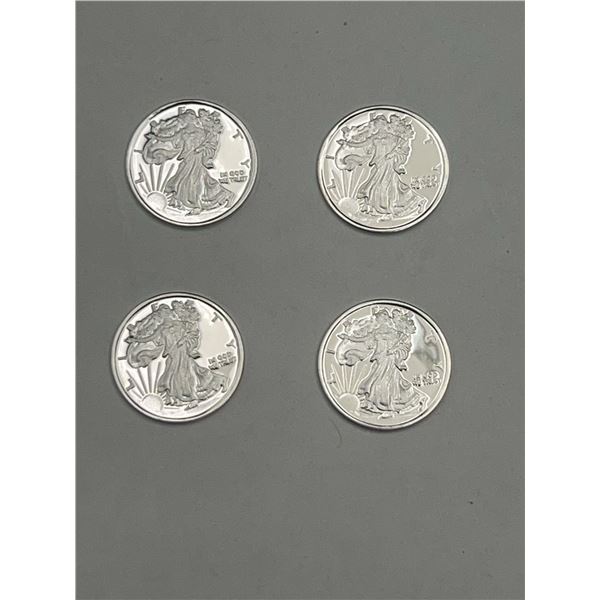 4 Walking Liberty 1 Gram Silver .999 rounds