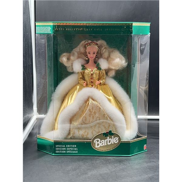 1994 Mattel Happy Holidays Barbie Doll, Gold Gown