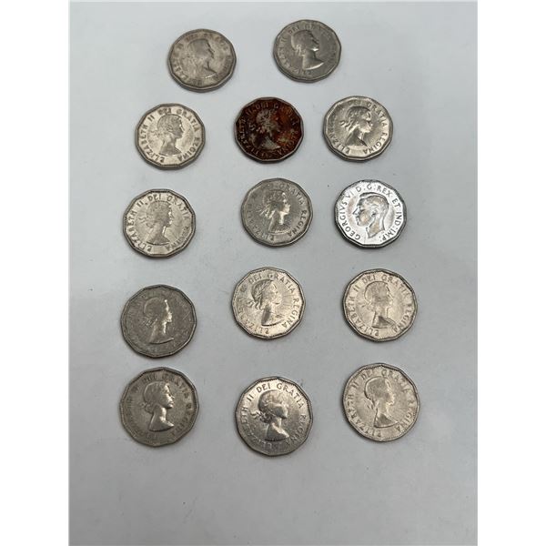 14 Canadian 5 Cent Coins, 1945â€“1962