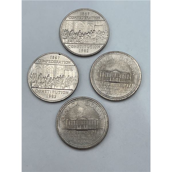 4 Canadian Silver Dollar Coins 1867-1982
