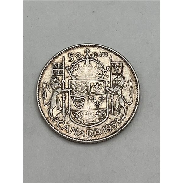 1953 Canada 50 Cents Silver Coin Elizabeth II