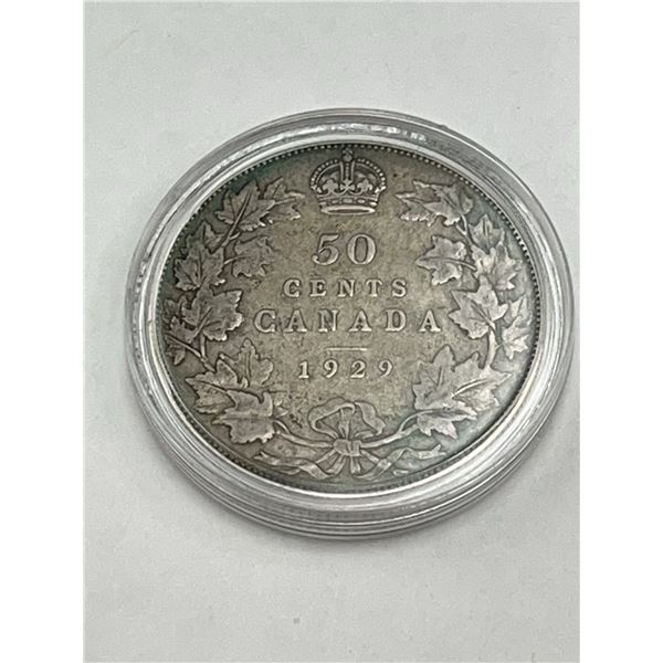 1929 Canada 50 Cents Silver Coin George V