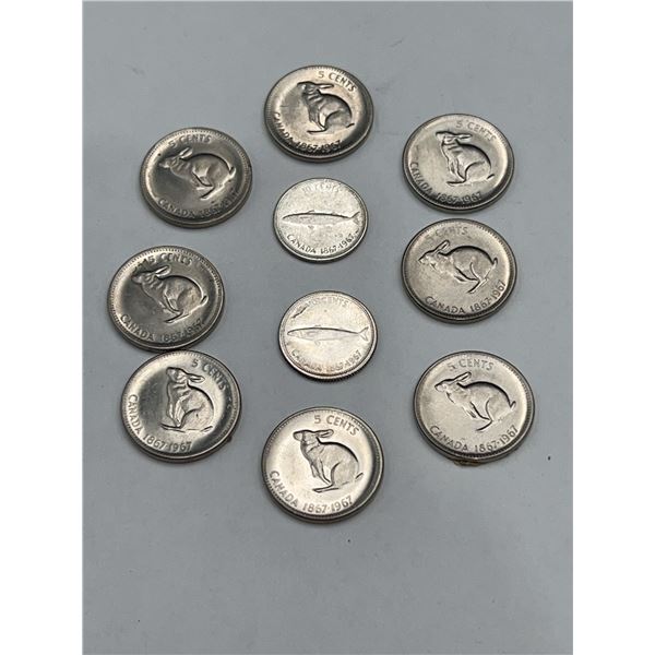 Canada 1867-1967 Nickel 5 Cents Coins Set