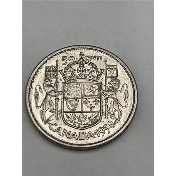 1958 Canada 50 Cents Silver Coin