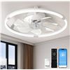 Image 1 : Linboro Ceiling Fan with Light, White, KT8265B-500