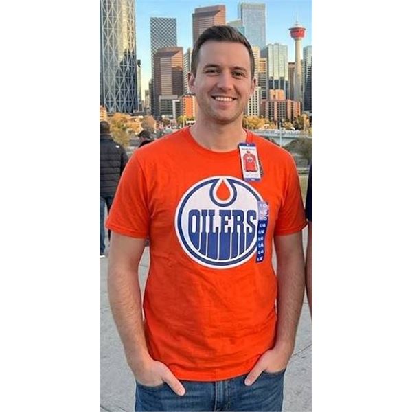 Lot of 2 - Edmonton Oilers Logo T-Shirts, Size S