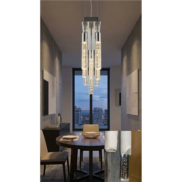 Modern Chandelier with Clear Glass Rods