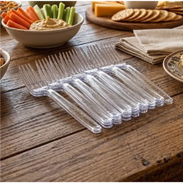 2 PRESTEE Perch 300 Clear Plastic Forks