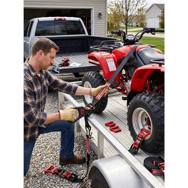 Powerbuilt 4 Piece Ratchet Tie Down Set