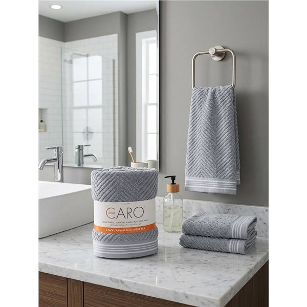 Caro Home 4-Pack Hand Towels Gray 18x30in