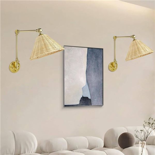 2-in-1 Wall Lamp with Wicker Shade **Stock image may not be exact**