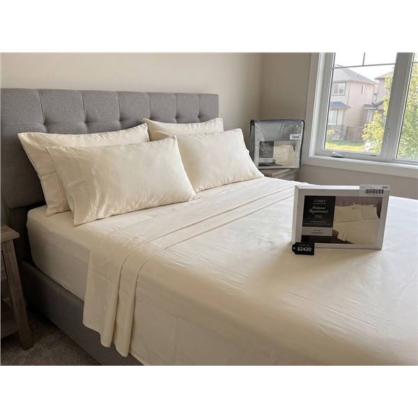 COMFY Bamboo World 4-Piece Queen Sheet Set, Cream