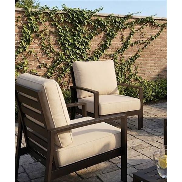 2 Sets of Sunbrella Chair Cushions, 4 Pieces, Cream