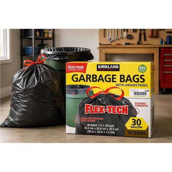 Kirkland Signature 30 Gallon Garbage Bags, 90 Count