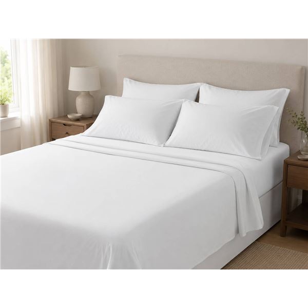 GlucksteinHome Queen Sheet Set White
