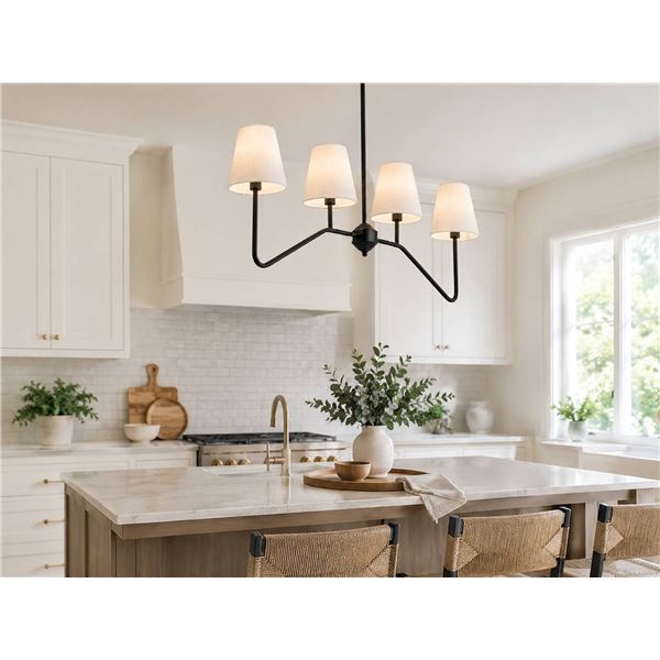 Modern 6-Light Chandelier Fixture, Black