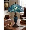 Image 1 : Blue Stained Glass Table Lamp With Ornate Base