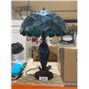 Image 2 : Blue Stained Glass Table Lamp With Ornate Base