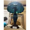 Image 3 : Blue Stained Glass Table Lamp With Ornate Base