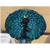Image 4 : Blue Stained Glass Table Lamp With Ornate Base