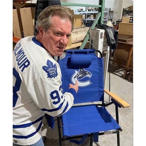 Vancouver Canucks Foldable Backpack Camp Chair with Wooden Armrests