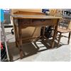 Image 3 : Wood Writing Desk with Glass Top and Drawer