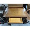 Image 4 : Wood Writing Desk with Glass Top and Drawer