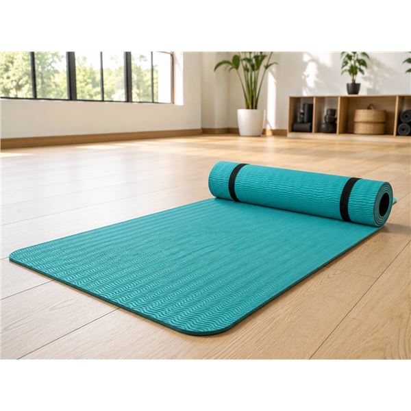Blue Foam Exercise or Yoga Mat with Black Trim