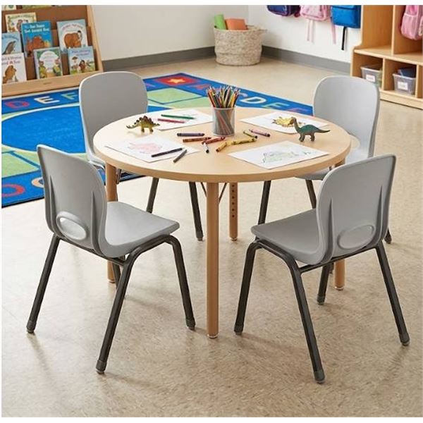 4 Beige Plastic Stackable Chairs (Chairs only)