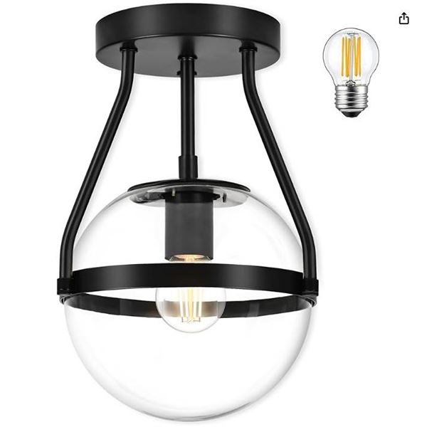 Bagood 6" Globe Semi Flush Mount Ceiling Light Fixture