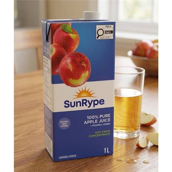 Lot of 11 SunRype 100% Pure Apple Juice 1L