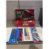 Image 2 : Stanley Red Metal Tool Box With Assorted Tools