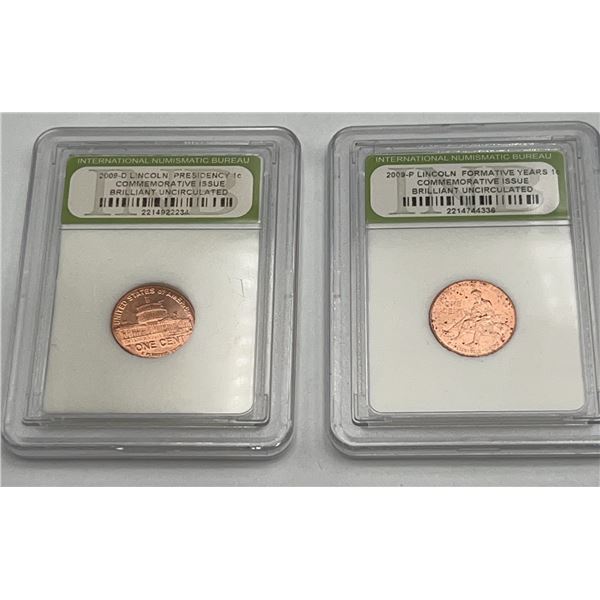 2009-D & 2009 -P Graded USE Uncirculated Pennies LOT of 2
