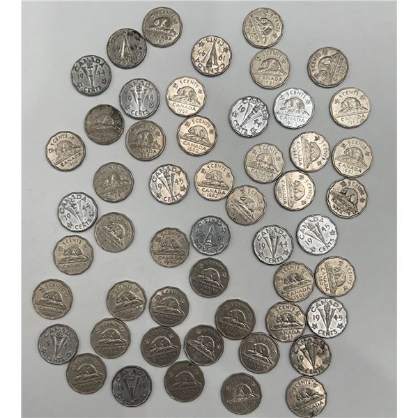 Canadian Silver Nickels 1963-1967- APPROX 50 pcs