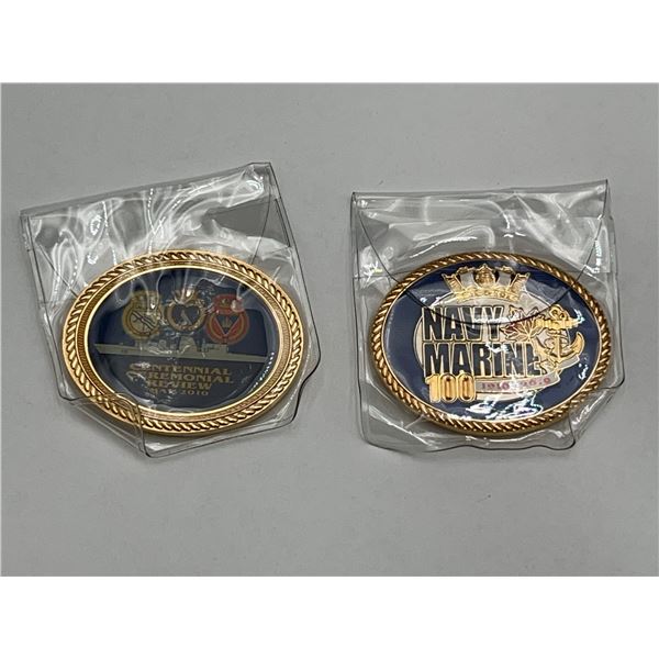 Lot of 2 Navy Marine 100 Centennial Challenge Coins 2010