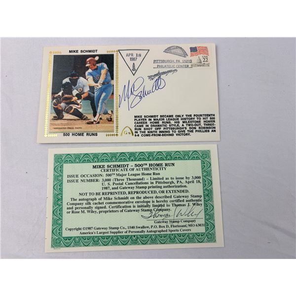 Autographed Mike Schmidt 500 Home Runs Envelope