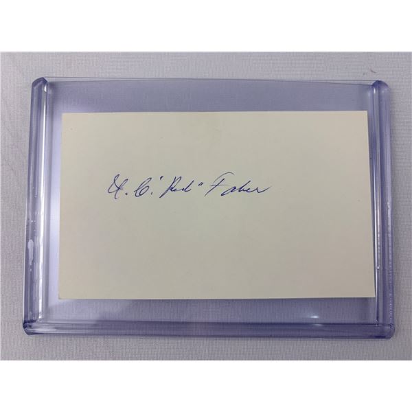 U.C. "Red" Faber Signed Index Card
